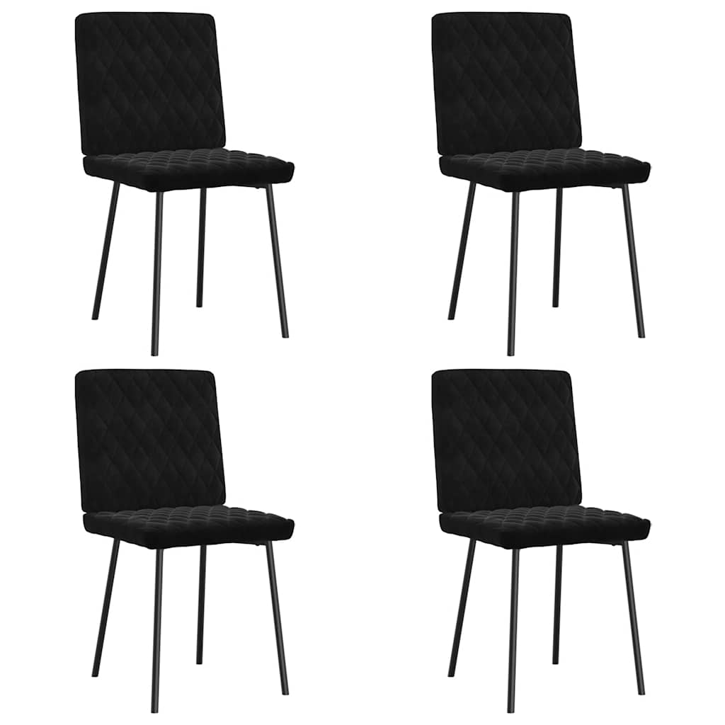 Jídelní Židle 4 Ks Černé Samet