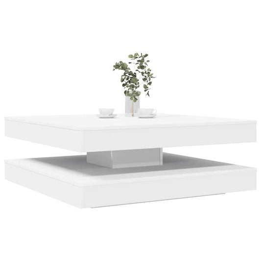 Konferenční Stolek Otočný O 360º Bílý 90X90X34,5 Cm