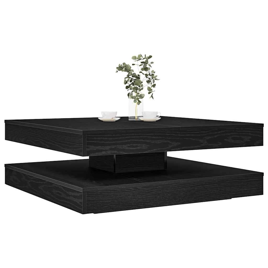 Konferenční Stolek Otočný O 360º Černý Dub 90X90X34,5 Cm