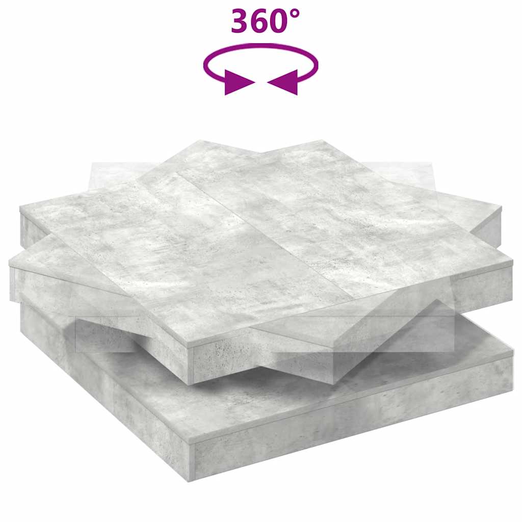 Konferenční Stolek Otočný O 360º Betonově Šedý 90X90X34,5 Cm