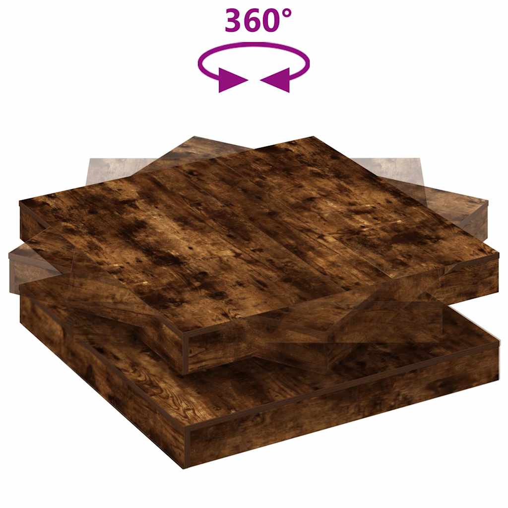Konferenční Stolek Otočný O 360º Kouřový Dub 90X90X34,5 Cm