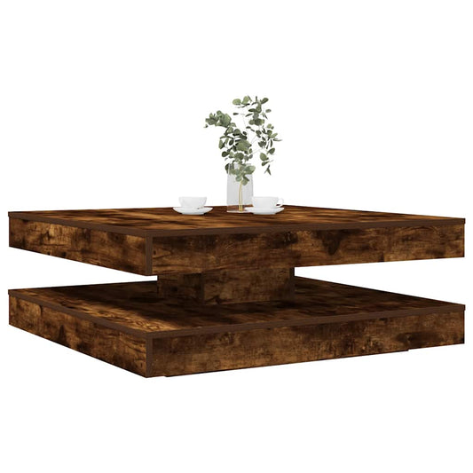 Konferenční Stolek Otočný O 360º Kouřový Dub 90X90X34,5 Cm