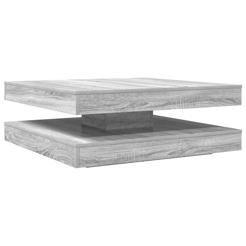 Konferenční Stolek Otočný O 360º Šedý Sonoma 90X90X34,5 Cm