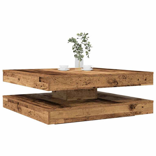 Konferenční Stolek Otočný O 360º Old Wood 90X90X34,5 Cm
