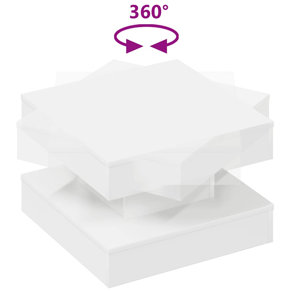 Konferenční Stolek Otočný O 360º Bílý 50 X 50 X 34,5 Cm