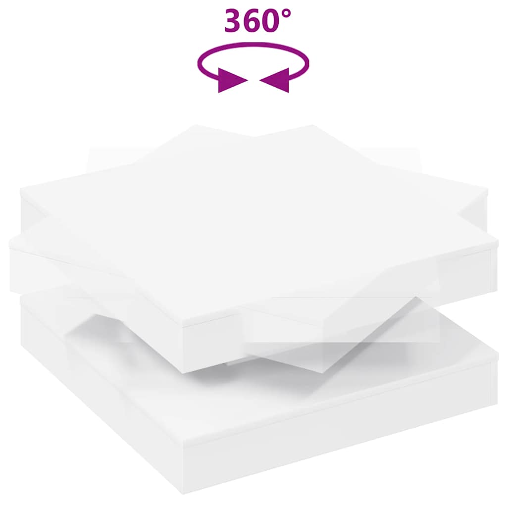Konferenční Stolek Otočný O 360º Bílý 70 X 70 X 34,5 Cm