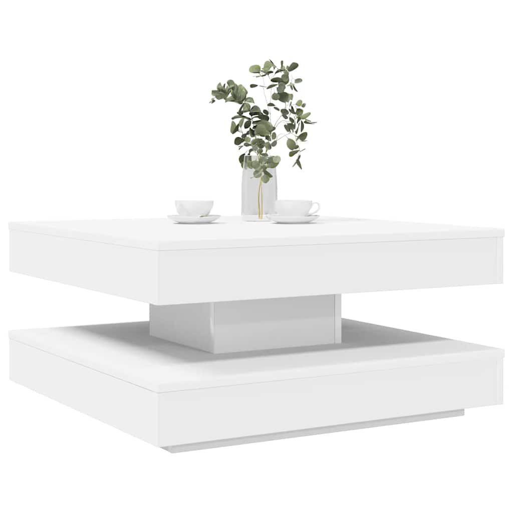 Konferenční Stolek Otočný O 360º Bílý 70 X 70 X 34,5 Cm