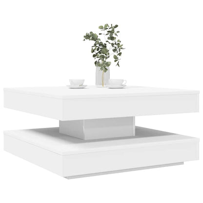 Konferenční Stolek Otočný O 360º Bílý 70 X 70 X 34,5 Cm