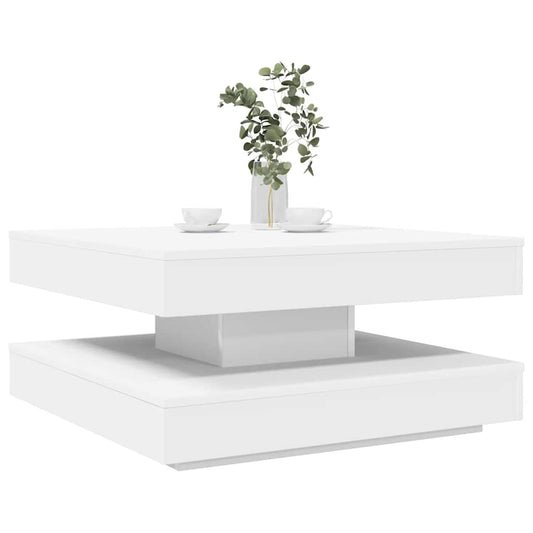 Konferenční Stolek Otočný O 360º Bílý 70 X 70 X 34,5 Cm