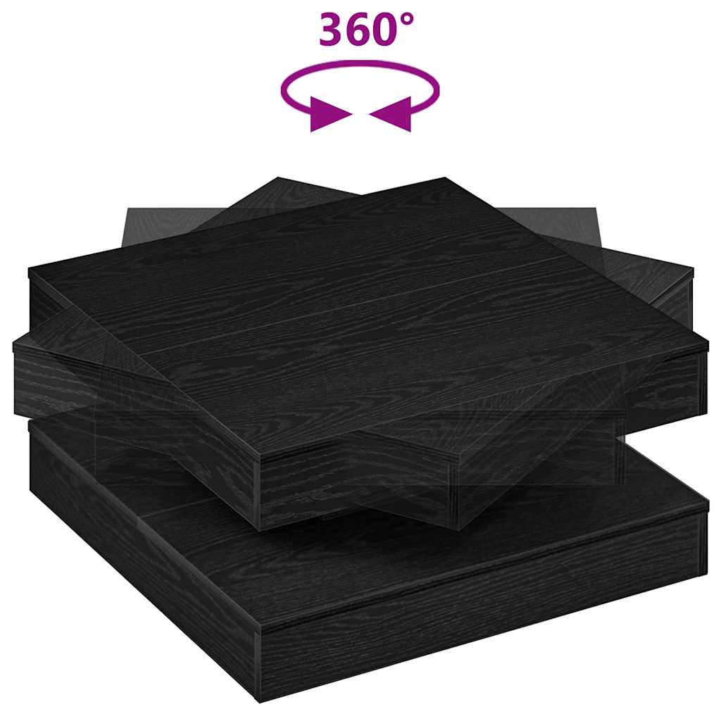 Konferenční Stolek Otočný O 360º Černý 70 X 70 X 34,5 Cm