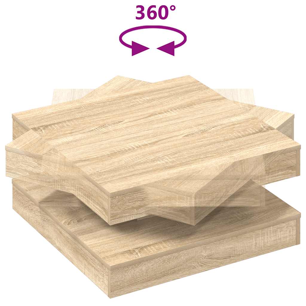 Konferenční Stolek Otočný O 360º Dub Sonoma 70 X 70 X 34,5 Cm