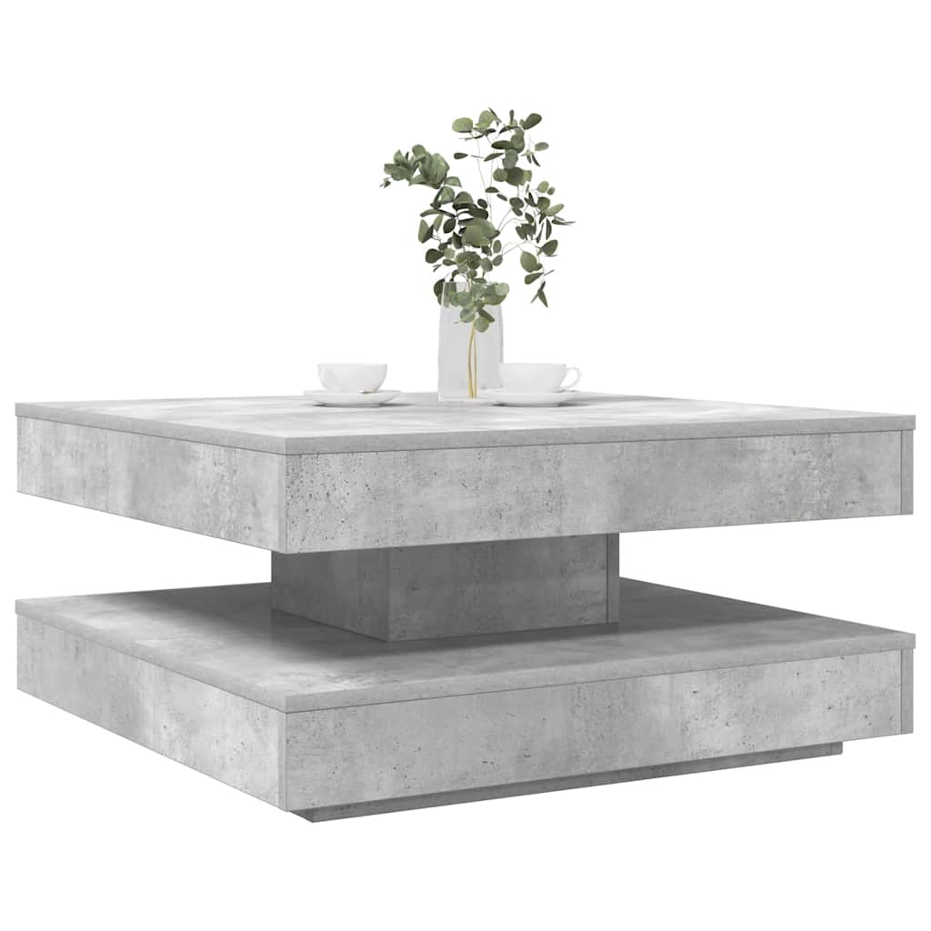 Konferenční Stolek Otočný O 360º Betonově Šedý 70X70X34,5 Cm
