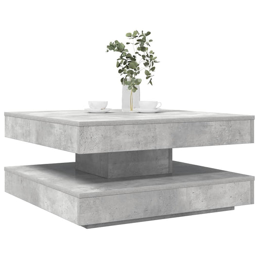 Konferenční Stolek Otočný O 360º Betonově Šedý 70X70X34,5 Cm