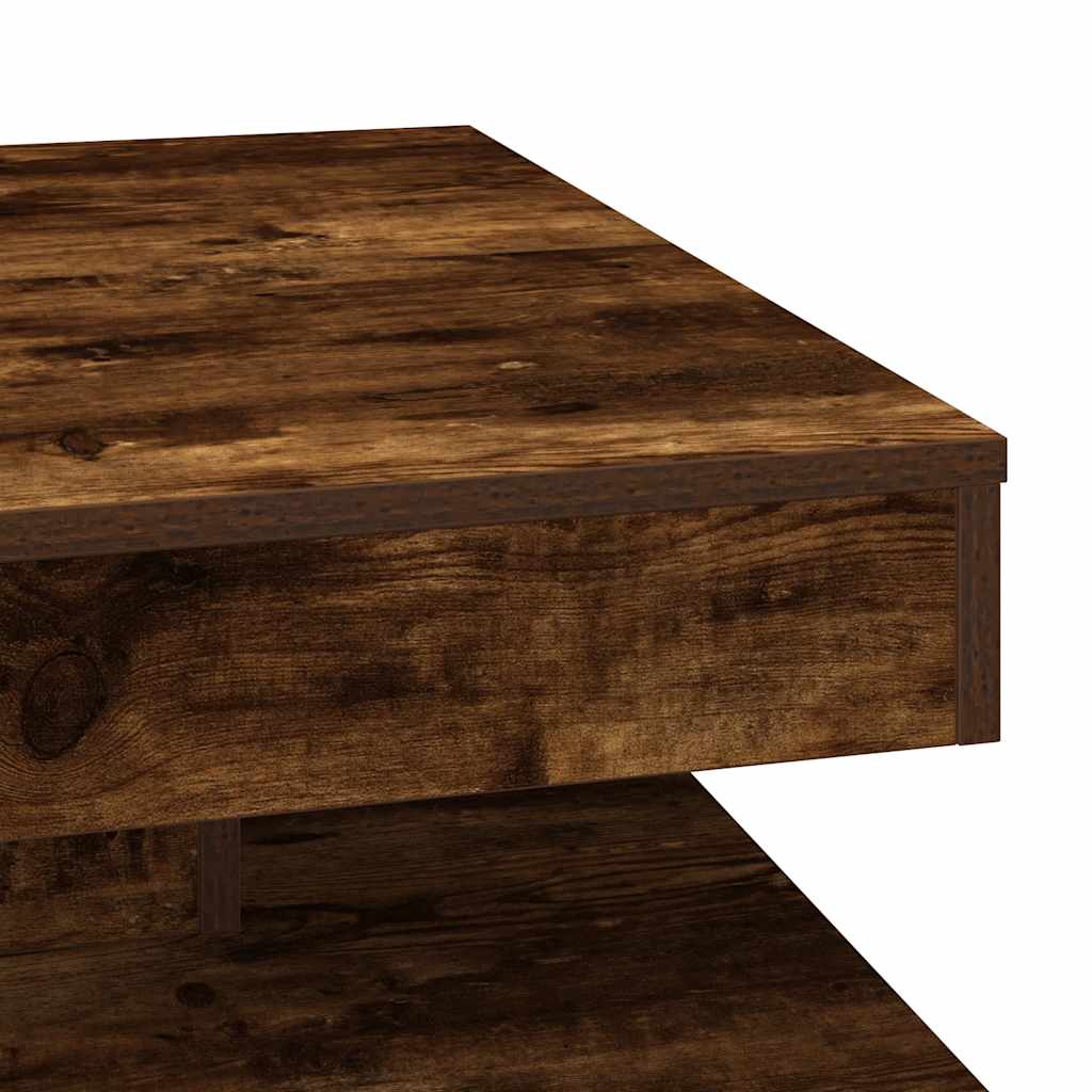 Konferenční Stolek Otočný O 360º Kouřový Dub 70 X 70 X 34,5 Cm