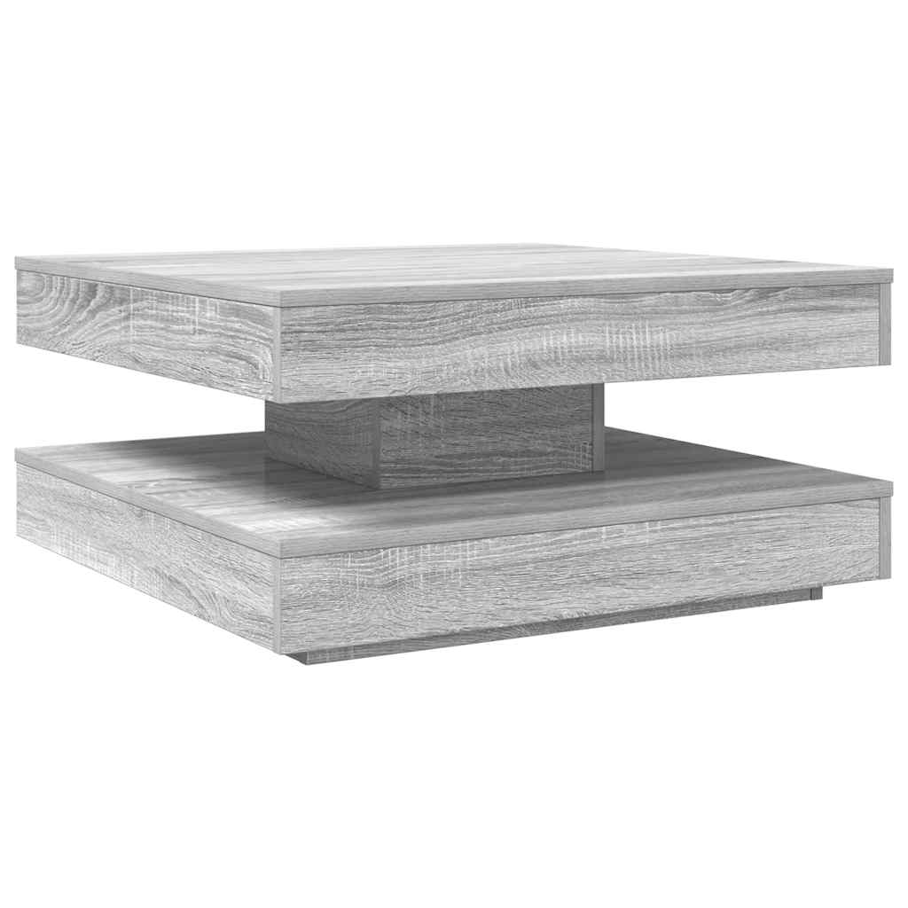Konferenční Stolek Otočný O 360º Šedý Sonoma 70 X 70 X 34,5 Cm