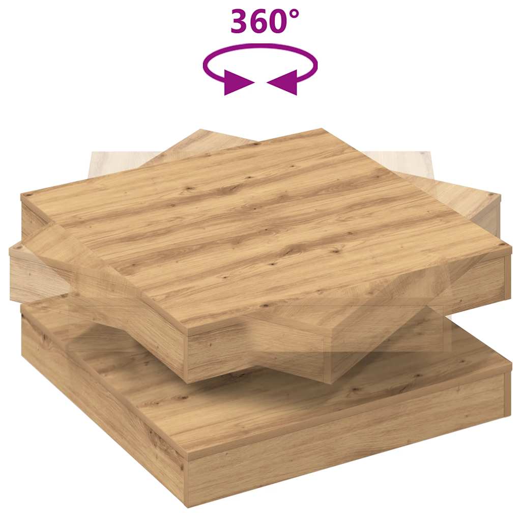 Konferenční Stolek Otočný O 360º Dub Artisan 70 X 70 X 34,5 Cm