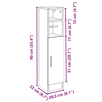 Koupelnová Skříňka S Držákem Rolí Černá 20,5 X 22 X 90 Cm