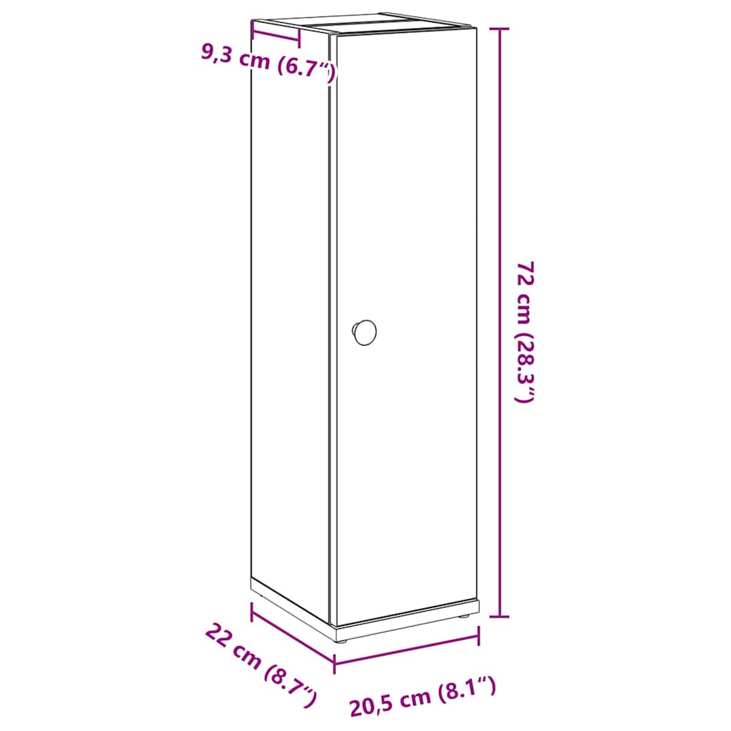 Koupelnová Skříňka S Držákem Rolí 20,5X22X72 Cm