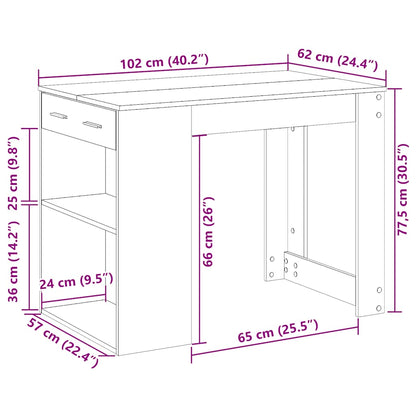 Psací Stůl Se Zásuvkou A Policí Betonově Šedý 102X62X77,5 Cm