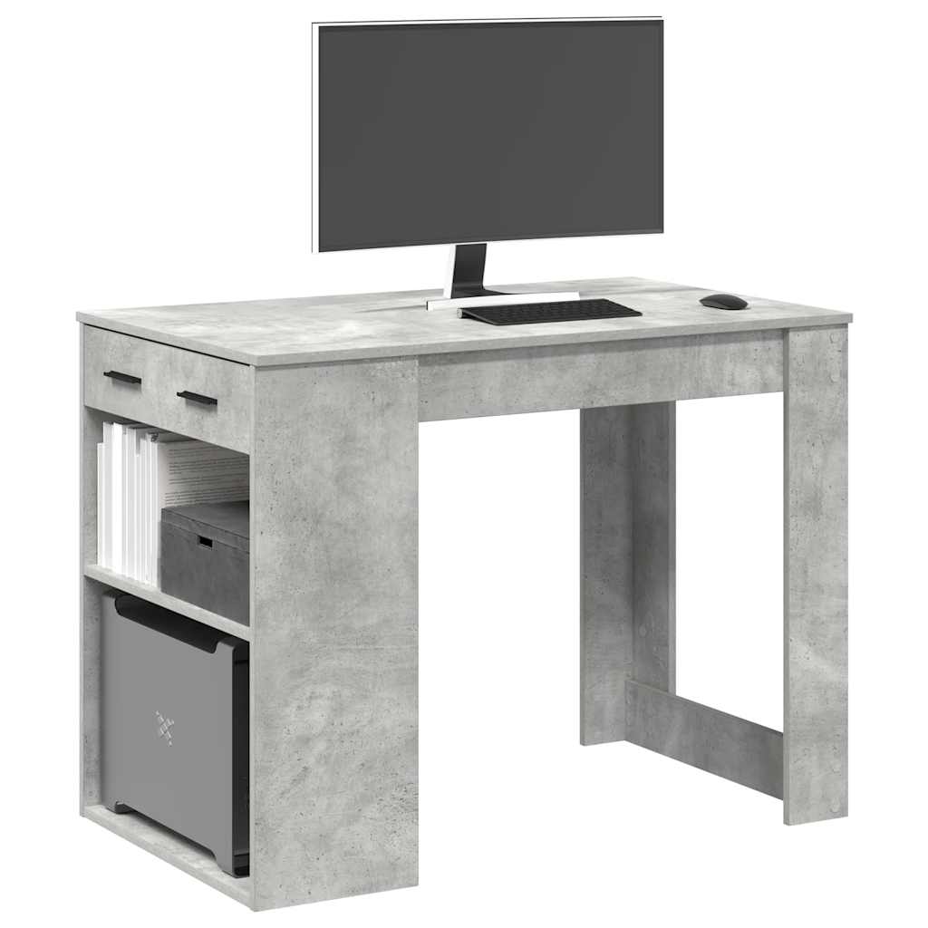 Psací Stůl Se Zásuvkou A Policí Betonově Šedý 102X62X77,5 Cm