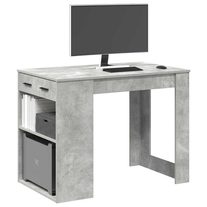 Psací Stůl Se Zásuvkou A Policí Betonově Šedý 102X62X77,5 Cm