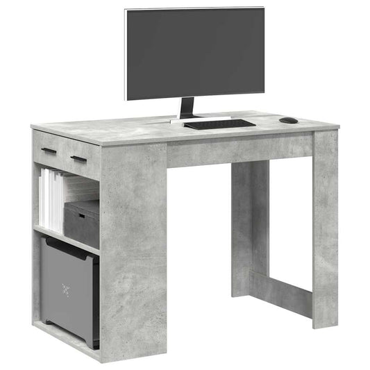 Psací Stůl Se Zásuvkou A Policí Betonově Šedý 102X62X77,5 Cm