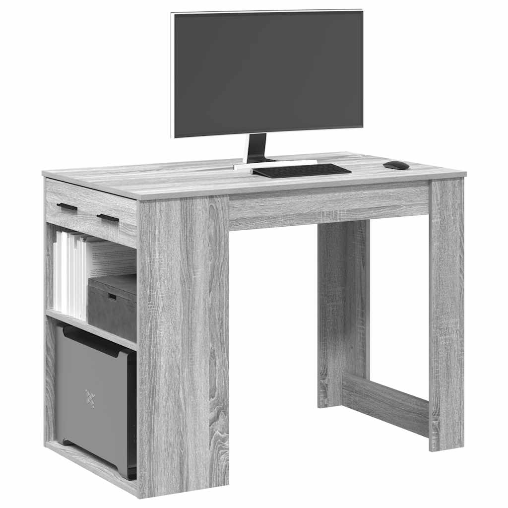 Psací Stůl Se Zásuvkou A Policí Betonově Šedý 102X62X77,5 Cm