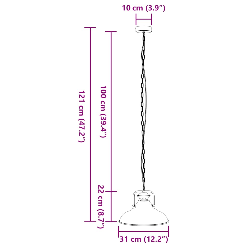 Závěsné Svítidlo E27 Černé Ø 31 Cm Železo Ocel/Černý