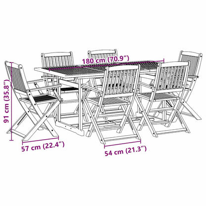 7Dílný Zahradní Jídelní Set 180X90X75 Cm Masivní Akáciové Dřevo