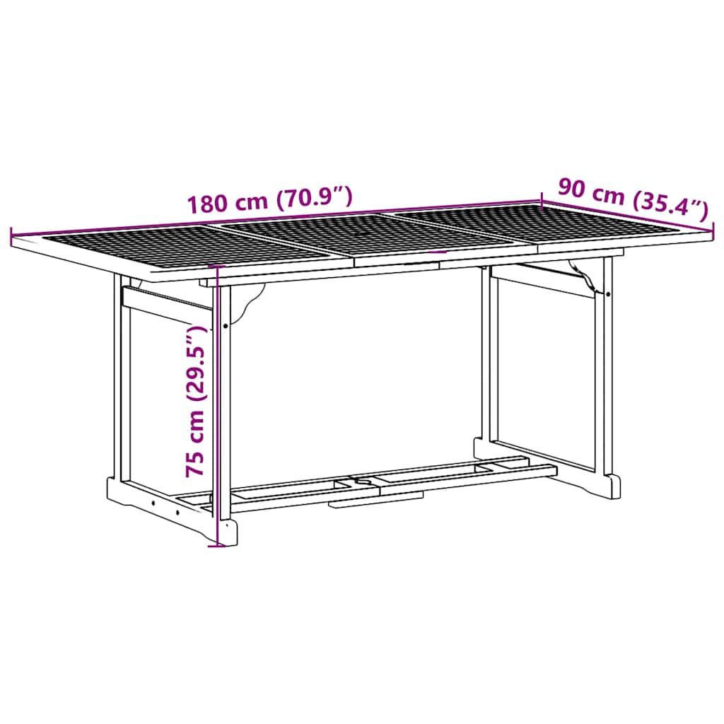 7Dílný Zahradní Jídelní Set 180X90X75 Cm Masivní Akáciové Dřevo