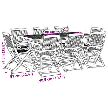 9Dílný Zahradní Jídelní Set 180X90X75 Cm Masivní Akáciové Dřevo