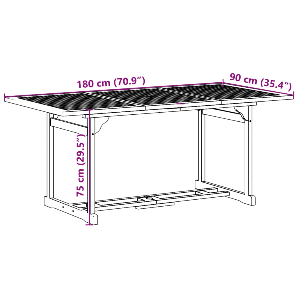 9Dílný Zahradní Jídelní Set 180X90X75 Cm Masivní Akáciové Dřevo
