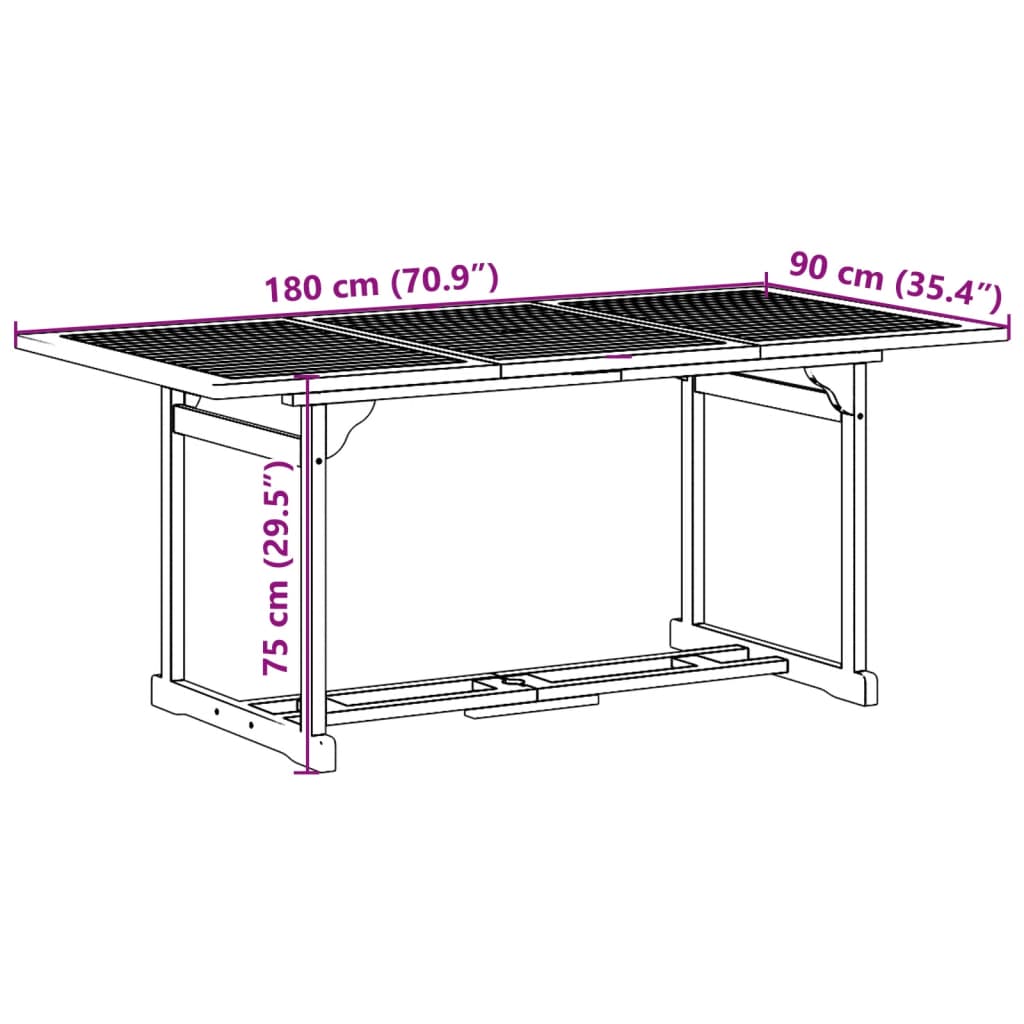 7Dílný Zahradní Jídelní Set 180X90X75 Cm Masivní Akáciové Dřevo