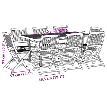 9Dílný Zahradní Jídelní Set 180X90X75 Cm Masivní Akáciové Dřevo