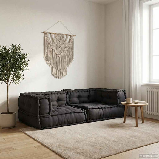 2Místná Modulární Pohovka Antracit 140X70X36 Tkanina