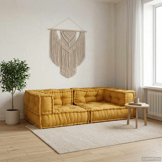 2Místná Modulární Pohovka Žlutý 140X70X36 Látka