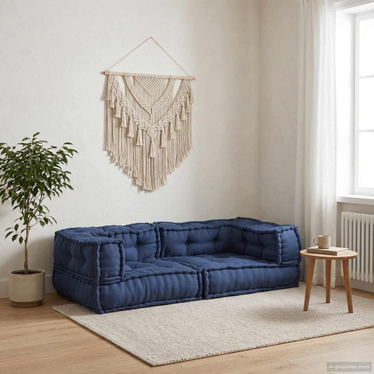 Modulová Pohovka 3 Pcs Textil Indigo 140 X 70 X 36 Cm