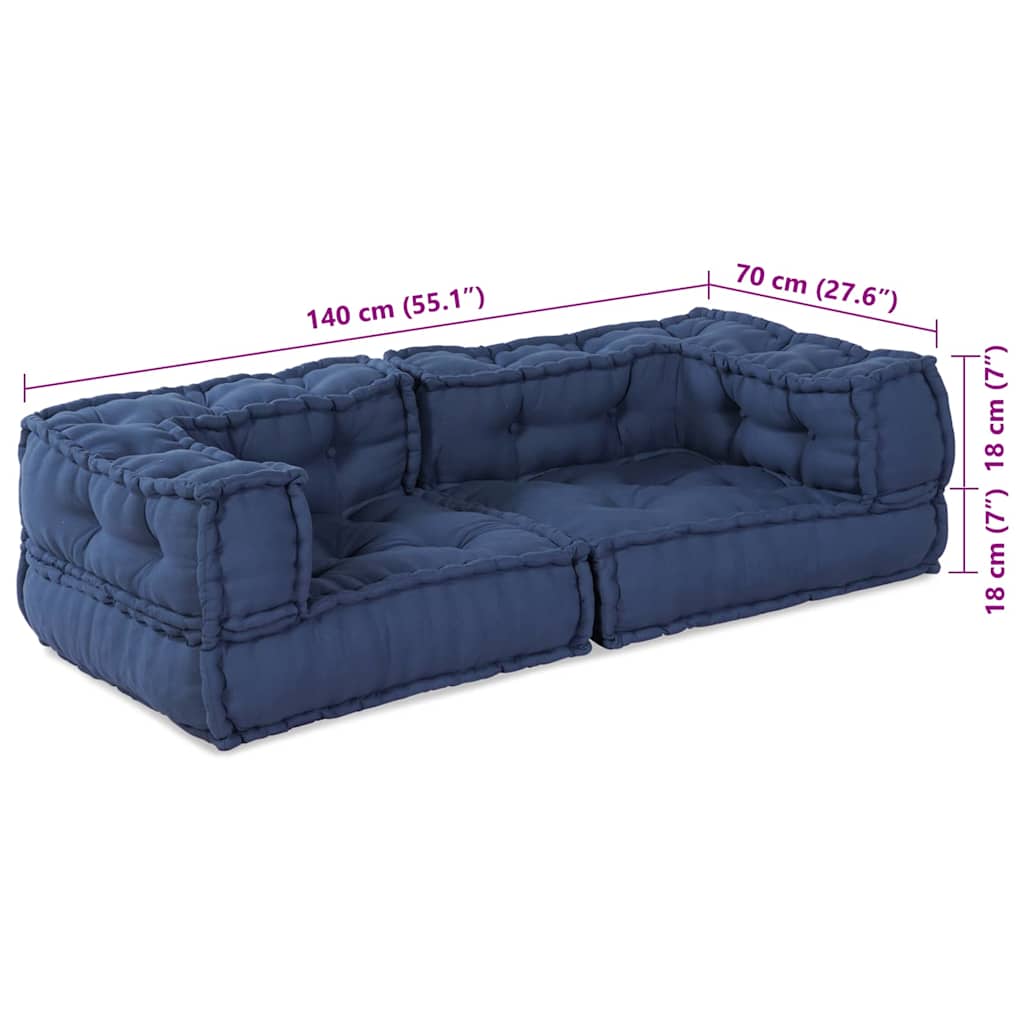 Modulová Pohovka 3 Pcs Textil Indigo 140 X 70 X 36 Cm