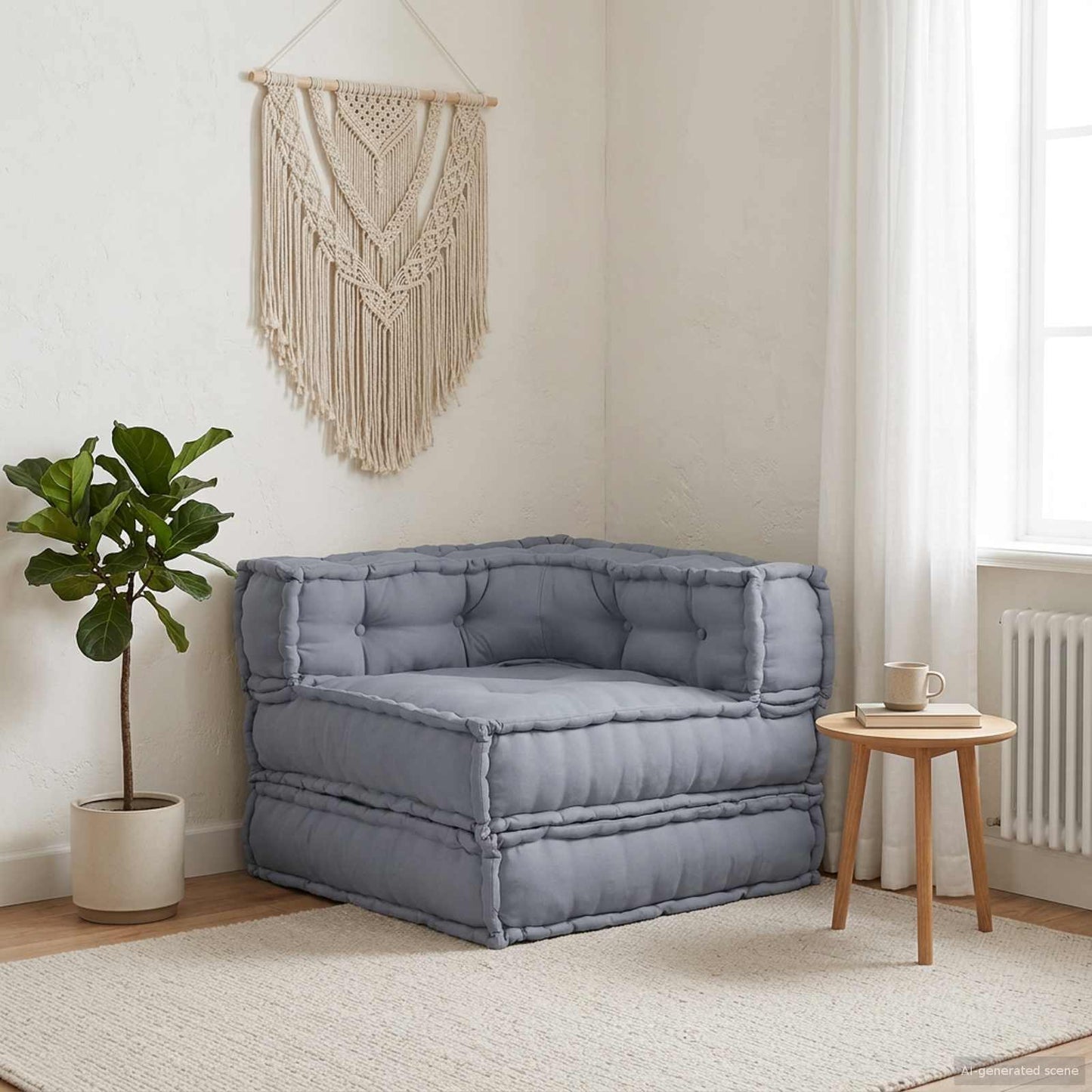 Modulová Pohovka Šedá 70 X 70 X 56 Cm Textil