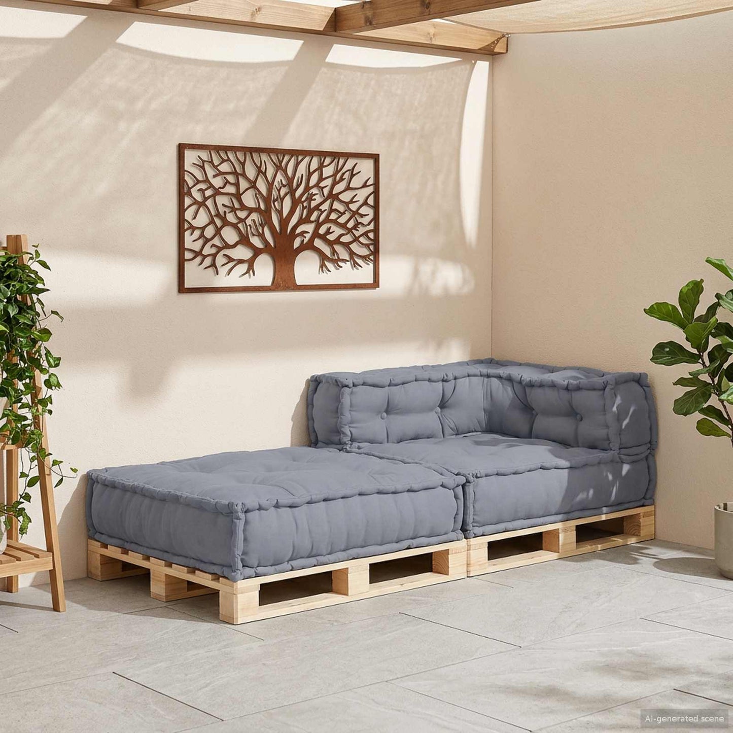 Modulová Pohovka Šedá 70 X 70 X 56 Cm Textil