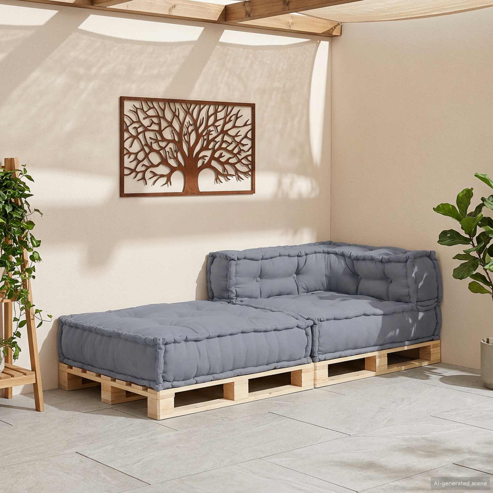 Modulová Pohovka Šedá 70 X 70 X 56 Cm Textil