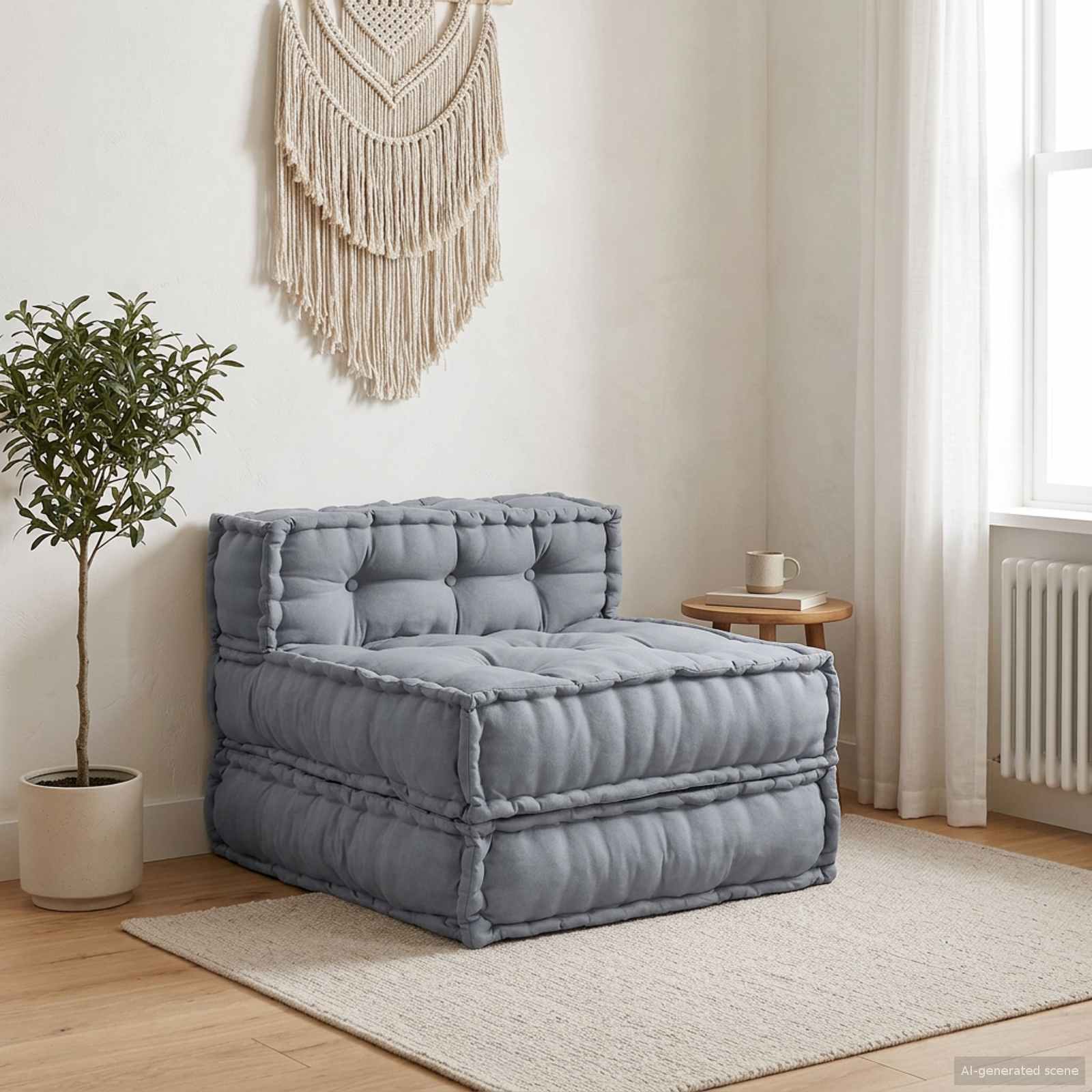 Modulová Pohovka Šedá 70 X 70 X 56 Cm Textil