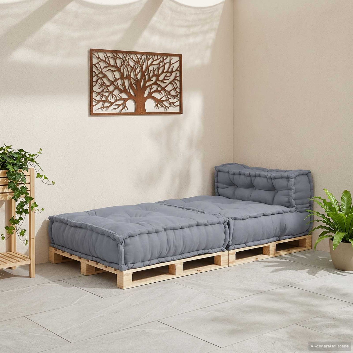 Modulová Pohovka Šedá 70 X 70 X 56 Cm Textil