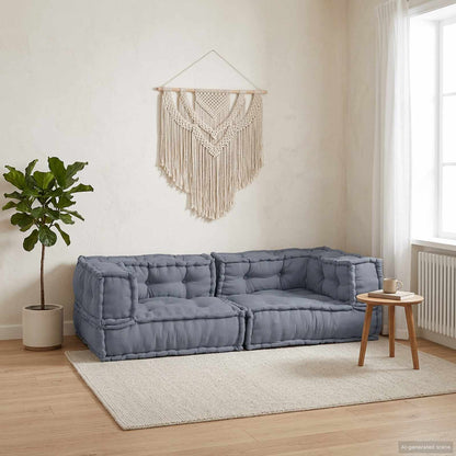 Modulová Pohovka 3 Pcs Textil Šedá 140 X 70 X 36 Cm