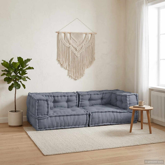 Modulová Pohovka 3 Pcs Textil Šedá 140 X 70 X 36 Cm