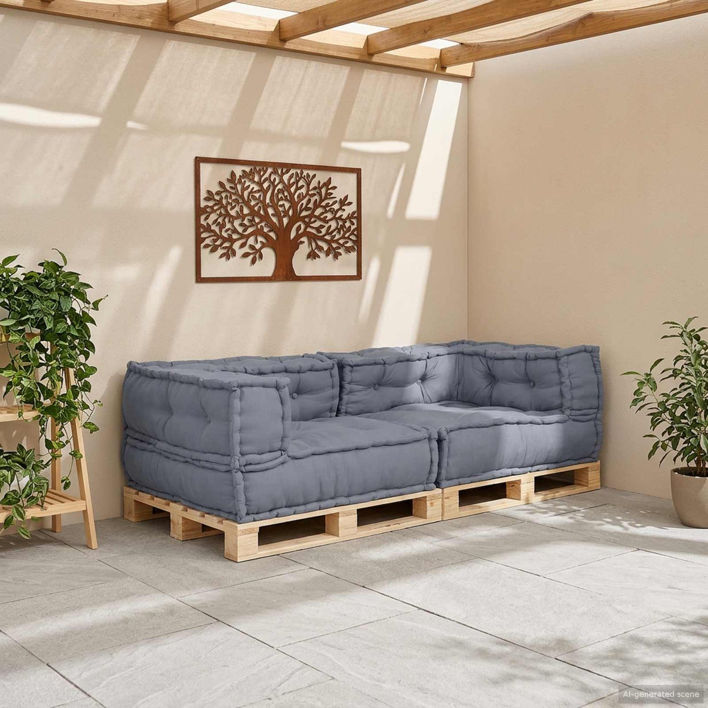 Modulová Pohovka 3 Pcs Textil Šedá 140 X 70 X 36 Cm