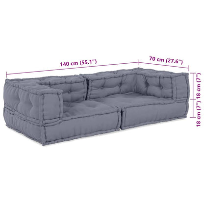 Modulová Pohovka 3 Pcs Textil Šedá 140 X 70 X 36 Cm