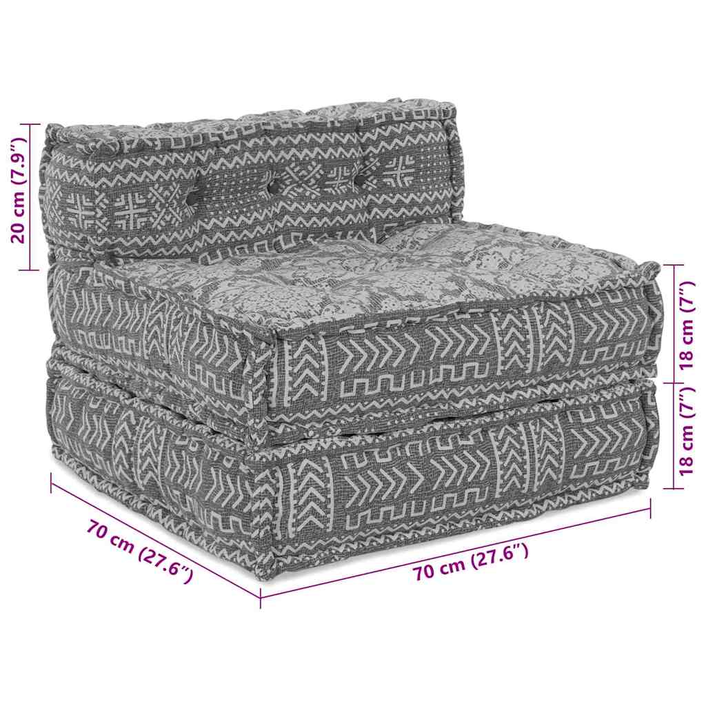Modulová Pohovka Světle Šedá 70 X 70 X 56 Cm Textil