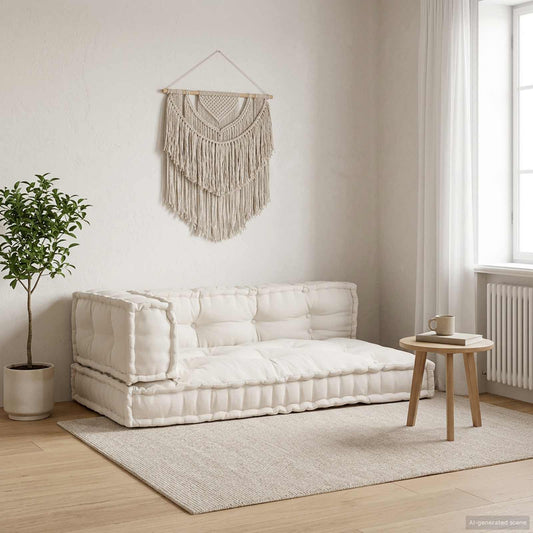 Polstrovaný Pohovkový Polštář 3 Pcs Textil Krémová