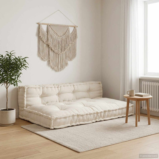 Polstrovaný Pohovkový Polštář 2 Pcs Textil Krémová